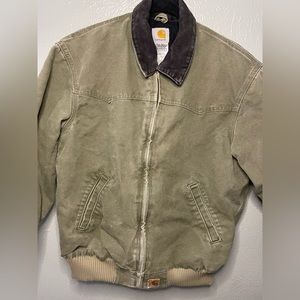 VINTAGE MEN’S CARHARTT J14 LOV LIGHT OLIVE SANTA FE CANVAS QUILT LINED JACKET